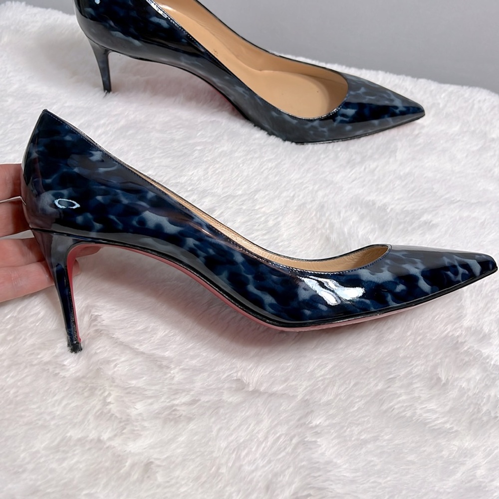 Christian Louboutin Decollete Blue Patent Leather Tortoise Print Pump size 37.5 - Picture 10 of 12